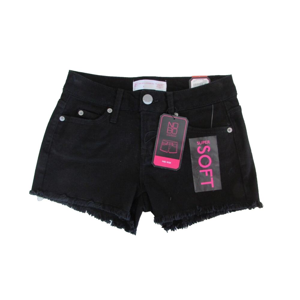 Whimsy Womens High Rise 3"inseam Denim Shorts Black (Size 3) No Boundaries.
